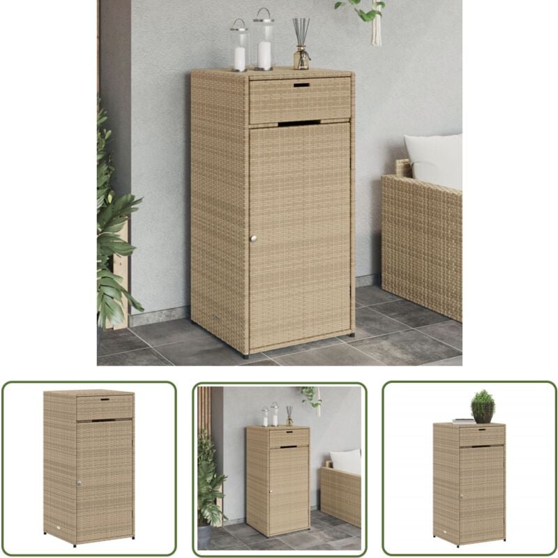 Armoire de rangement de jardin beige 55x55x111cm résine tressée - Coffre De Jardin - Rangements Exterieur - Mobilier De Jardin - Armoire De Jardin