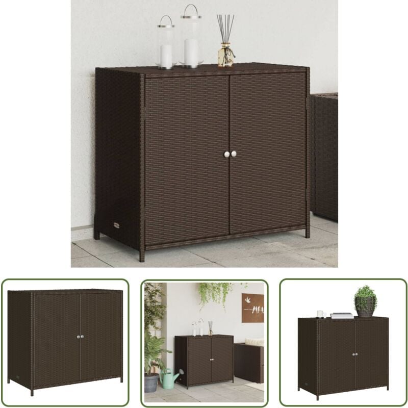 Armoire de rangement de jardin marron 83x45x76cm résine tressée - Coffre De Jardin - Rangement Extérieur - Mobilier De Jardin - Coffre De Rangement