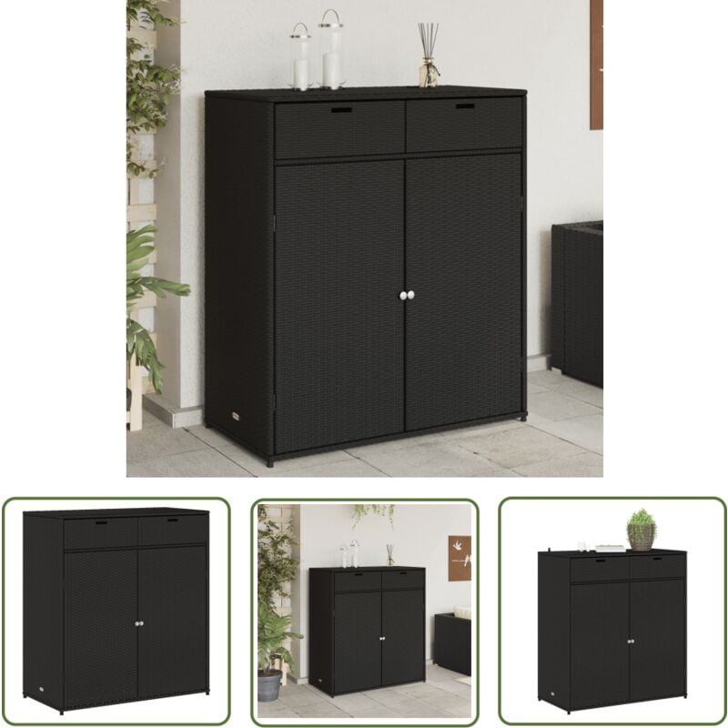 Armoire de rangement de jardin noir 105x55x113cm résine tressée - Meuble De Jardin - Coffre De Jardin - Rangement Exterieur - Armoire De Jardin