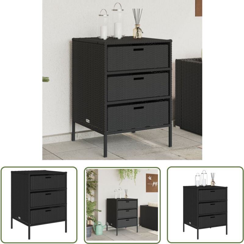 Armoire de rangement de jardin noir 55x59x80 cm résine tressée - Coffre De Jardin - Rangements Exterieur - Mobilier De Jardin - Armoire De Jardin