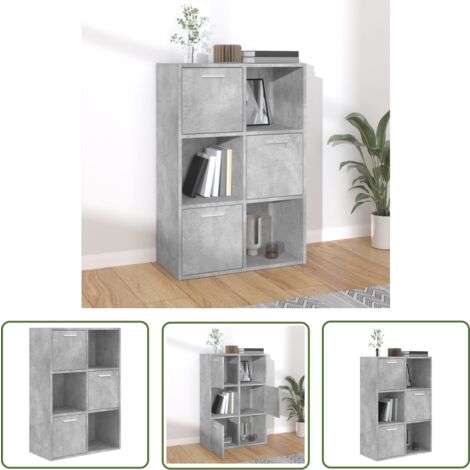 The Living Store Armoire de rangement Gris béton 60x29,5x90 cm Bois d'ingénierie - Bibliothèque - Étagère - Meuble De Rangement - Bibliothèque Design - Rangement Intérieur