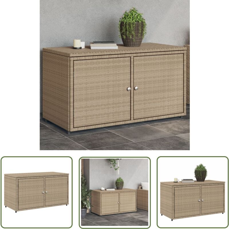 Armoire de rangement jardin beige 110x55x60,5 cm résine tressée - Meuble De Jardin - Coffre De Jardin - Rangement Extérieur - Armoire De Jardin