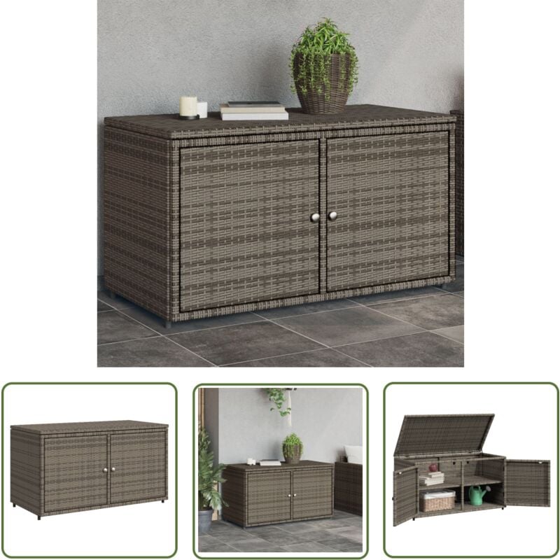 Armoire de rangement jardin gris 110x55x60,5 cm résine tressée - Meuble De Jardin - Coffre De Jardin - Rangement Exterieur - Armoire De Jardin