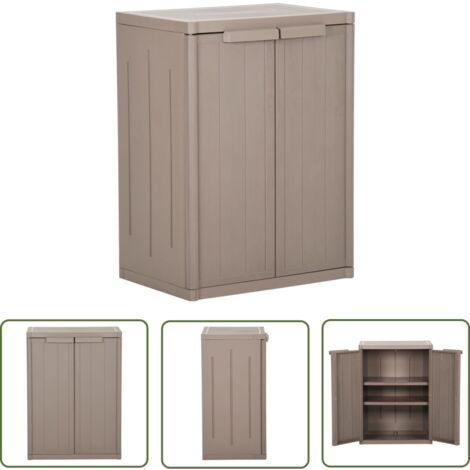 The Living Store Armoire de rangement jardin Marron 65x45x88cm PP Aspect de bois - Meuble De Rangement - Armoire De Rangement - Armoire Extérieur - Meuble De Jardin - Rangement Intérieur