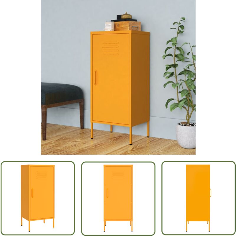 Armoire de rangement Jaune moutarde 42,5x35x101,5 cm Acier - Meuble De Rangement - Armoire De Rangement - Armoire Métallique - Rangement Salle De