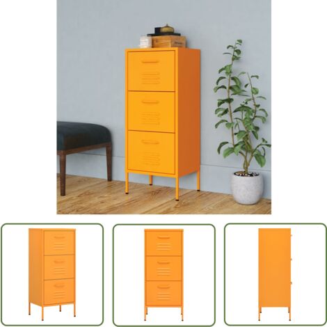 The Living Store Armoire de rangement Jaune moutarde 42,5x35x101,5 cm Acier - Meuble De Rangement - Armoire De Rangement - Meuble D'entrée - Buffet - Commode