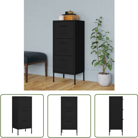 The Living Store Armoire de rangement Noir 42,5x35x101,5 cm Acier - Meuble De Rangement - Armoire De Rangement - Meuble Noir - Armoire Métallique - Étagère