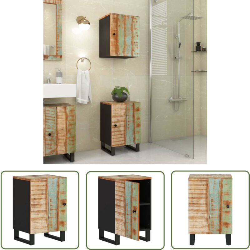Armoire de salle de bain 38x33x58cm bois massif de récupération - Meuble De Salle De Bain - Armoire De Salle De Bain - Rangement Salle De Bain - Bois