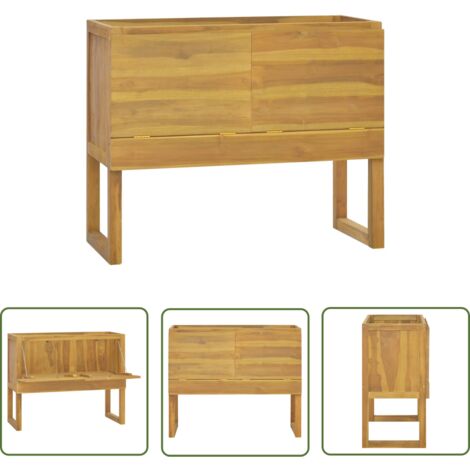 The Living Store Armoire de salle de bain 90x40x75,5 cm bois de teck solide - Meuble De Salle De Bain - Armoire De Rangement - Armoire De Salle De Bain - Commode - Bois De Teck