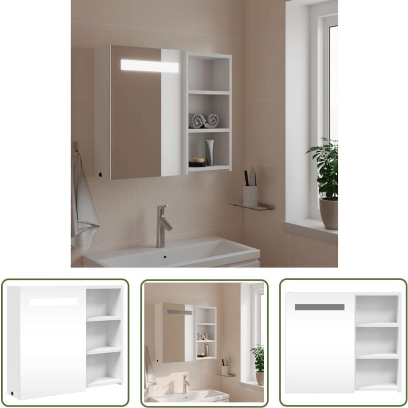 Armoire de salle de bain à miroir avec led blanc 60x13x52 cm - Meuble De Salle De Bain - Armoire De Salle De Bain - Meuble Lavabo - Armoire Miroir