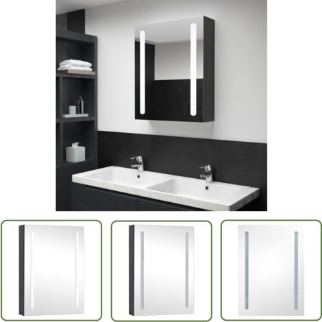 The Living Store Armoire de salle de bain à miroir LED 50x13x70 cm - Armoire De Salle De Bain - Meuble De Salle De Bain - Armoire À Pharmacie - Éclairage Led - Miroir