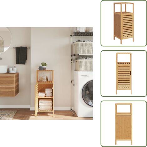 The Living Store Armoire de salle de bain avec étagère 36x33x87 cm bambou - Rangement salle de bain