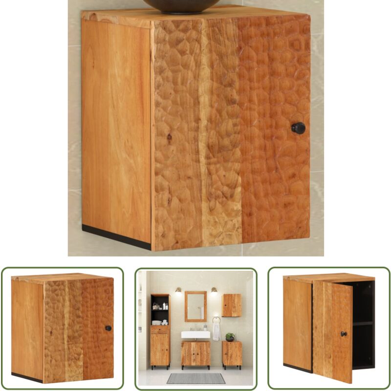 Armoire de salle de bain murale 38x33x48cm bois massif d'acacia - Armoire De Salle De Bain - Meuble De Salle De Bain - Rangement Salle De Bain