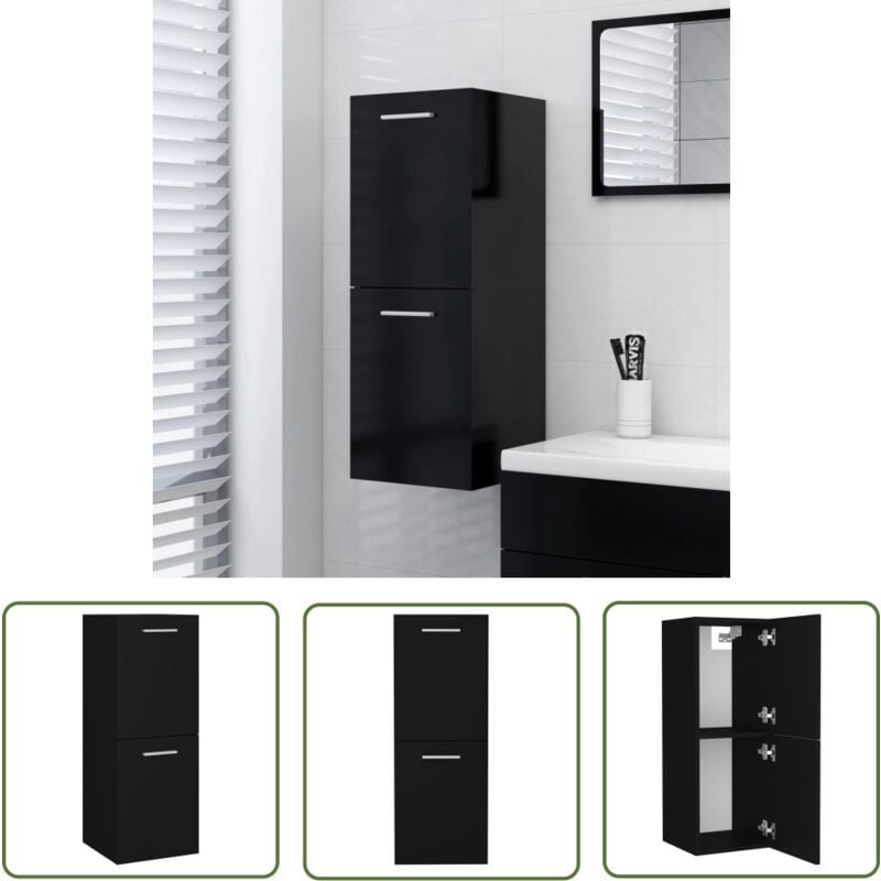 Maison Chic - The Living Store Armoire de salle de bain Noir 30x30x80 cm Bois d'ingénierie - Armoire De Salle De Bain - Meuble Salle De Bain