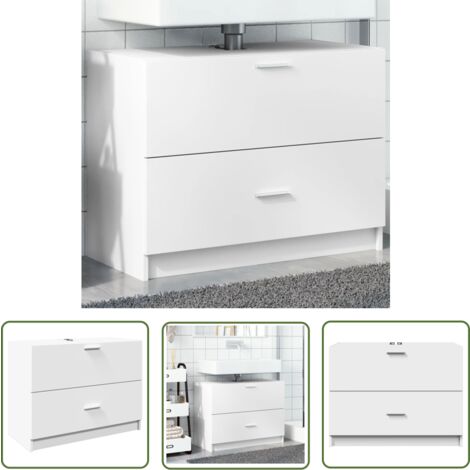 The Living Store Armoire d'évier blanc 78x37x59 cm bois d'ingénierie - Meuble De Salle De Bain - Armoire De Lavabo - Rangement Salle De Bain - Évier Blanc - Meuble Vasque
