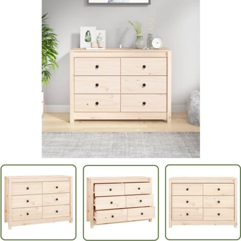 The Living Store Armoire latérale 100x40x72 cm Bois de pin massif - Meuble Buffet - Commode - Armoire - Rangement - Bois De Pin
