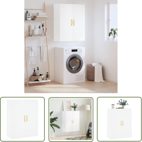 The Living Store Armoire murale blanc 69,5x34x90 cm - Meuble Mural - Armoire Murale - Rangement Mural - Meuble De Rangement - Armoire Blanche
