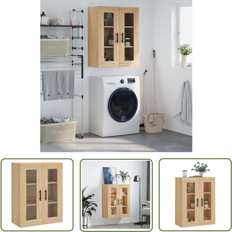 Armoire murale chêne sonoma 69,5x34x90 cm - Meuble Mural - Armoire Murale - Rangement Mural - Armoire De Rangement - Meuble Chêne - The Living Store