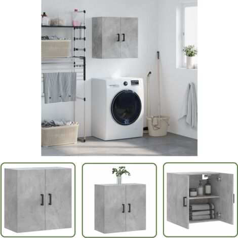 The Living Store Armoire murale gris béton 60x31x60 cm bois d'ingénierie - Armoire Murale - Meuble Rangement - Étagère Murale - Placard Mural - Rangement Intérieur