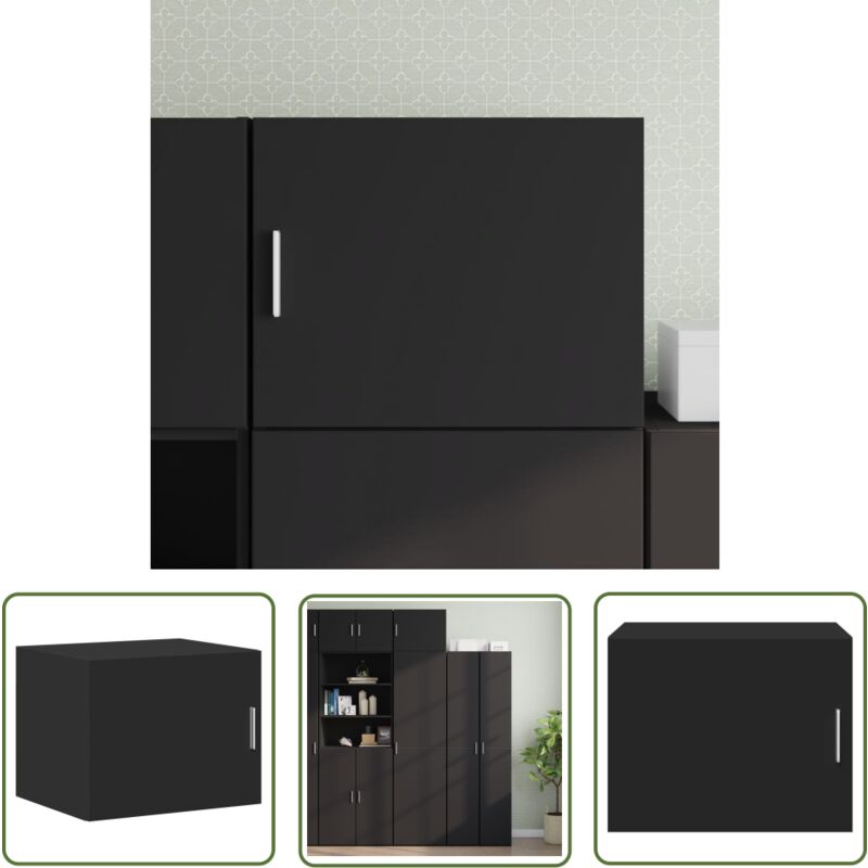 The Living Store - Armoire murale noir 50x42,5x40 cm bois d'ingénierie - Armoire Murale - Meuble Mural - Rangement Mural - Bibliothèque Murale