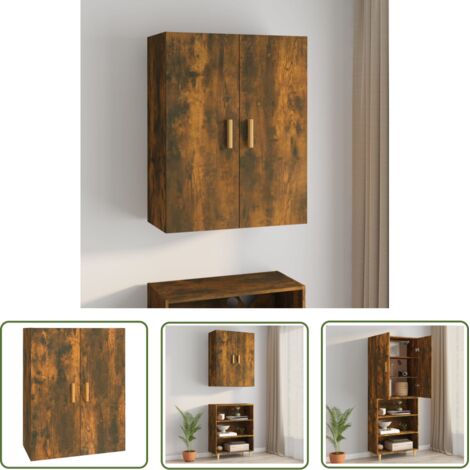The Living Store Armoire murale suspendue Chêne fumé 69,5x34x90 cm - Armoire Murale - Meuble De Rangement - Buffet - Étagère Murale - Décoration Intérieure