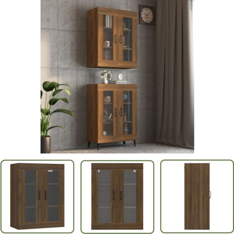 The Living Store Armoire murale suspendue Chêne marron 69,5x34x90 cm - Armoire Murale - Meuble De Rangement - Buffet - Étagère Murale - Décoration Intérieure