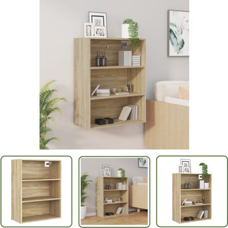The Living Store Armoire murale suspendue Chêne sonoma 69,5x32,5x90 cm - Armoire Murale - Meuble De Rangement - Buffet - Étagère Murale - Décoration Murale