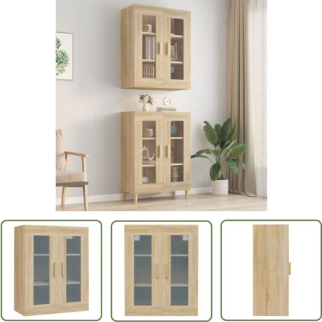The Living Store Armoire murale suspendue Chêne sonoma 69,5x34x90 cm - Armoire Murale - Meuble De Rangement - Étagère Murale - Décoration Intérieure - Buffet Suspendu
