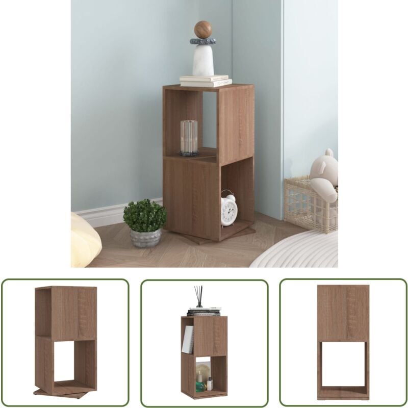 The Living Store - Armoire rotative Chêne Sonoma 34,5x34,5x75,5 cm bois ingénierie - Bibliothèque Tournante - Bibliothèque Rotative - Étagère