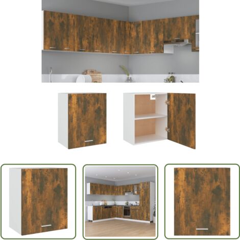 The Living Store Armoire suspendue Chêne fumé 50x31x60 cm Bois d'ingénierie - Armoire Suspendue - Meuble De Cuisine - Rangement Mural - Armoire Murale - Bois D'ingénierie
