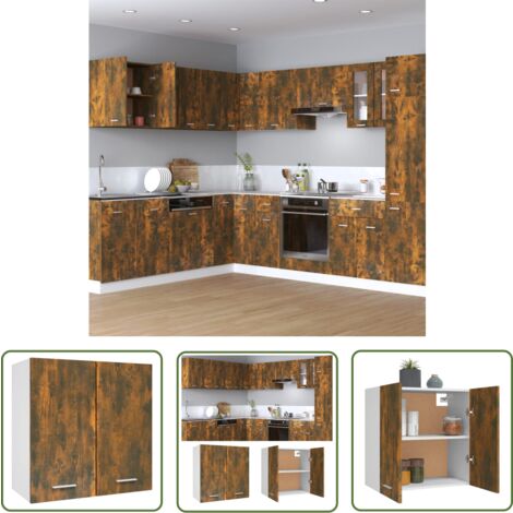 The Living Store Armoire suspendue Chêne fumé 60x31x60 cm Bois d'ingénierie - Armoire Suspendue - Meuble De Cuisine - Rangement Cuisine - Étagère Murale - Armoire Chêne Fumé