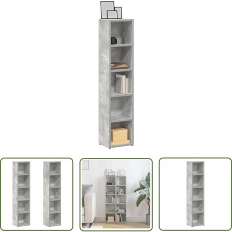 The Living Store Armoires à CD 2 pcs Gris béton 21x16x93,5 cm Aggloméré - Meuble TV - Bibliothèque - Rangement Cd - Rangement Dvd - Rangement Blu Ray