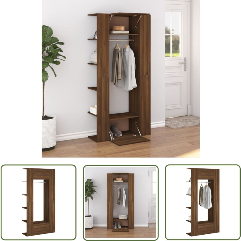 The Living Store - Armoires de couloir 2 pcs chêne marron bois d'ingénierie - Meubles D'entrée - Armoires De Couloir - Rangements Étroits - Mobilier