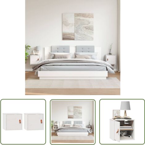 The Living Store Armoires murales 2 pcs Blanc 31,5x30x30 cm Bois de pin massif - Étagères Murales - Meubles De Rangement - Armoires Murales - Bibliothèque Murale - Meuble Suspendu