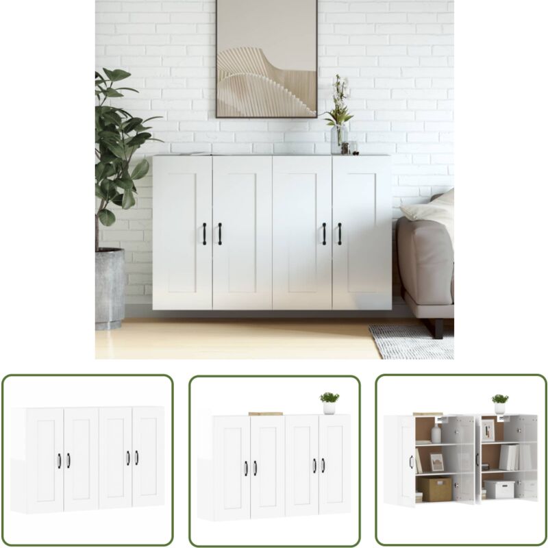 Armoires murales 2 pcs blanc brillant bois d'ingénierie - Armoire Murale - Meuble De Rangement - Buffet - Placard Mural - Étagère Murale - The Living