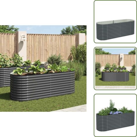 The Living Store Arriate de acero galvanizado gris 240x80x81 cm - Macetas al aire libre