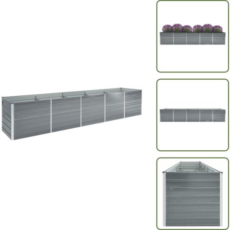 The Living Store Arriate de acero galvanizado gris 400x80x45 cm - Maceta