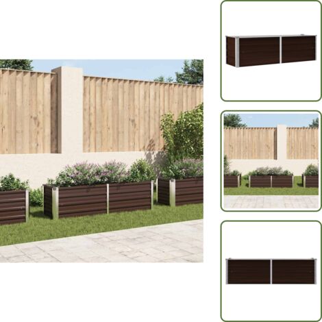 The Living Store Arriate de acero galvanizado marrón 160x40x45 cm - Maceta