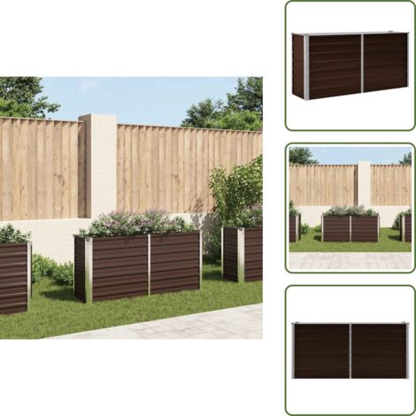 The Living Store Arriate de acero galvanizado marrón 160x40x77 cm - Maceta