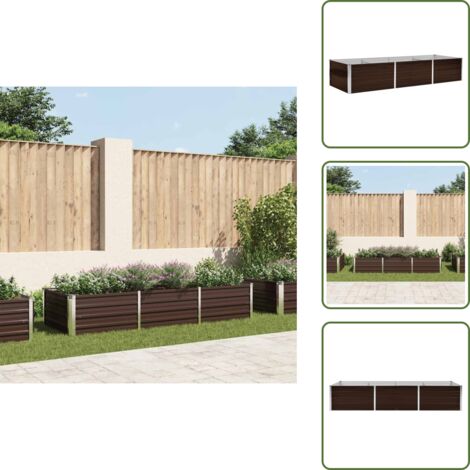 The Living Store Arriate de acero galvanizado marrón 240x80x45 cm - Maceta