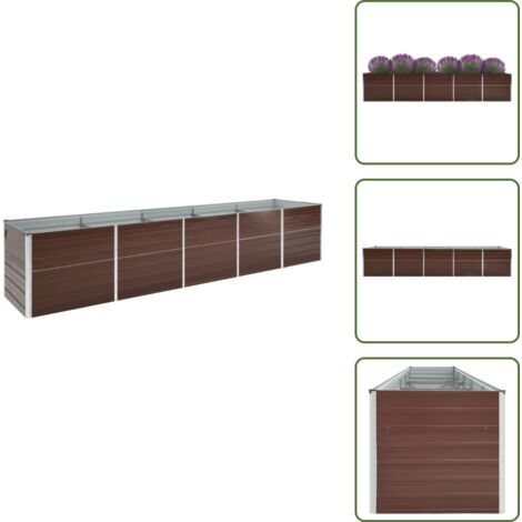 The Living Store Arriate de acero galvanizado marrón 400x80x45 cm - Maceta