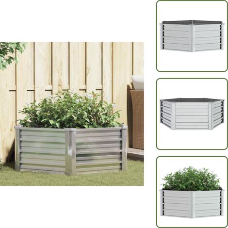 The Living Store Arriate de acero galvanizado plateado 129x45 cm - Macetero para jardín