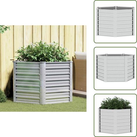 The Living Store Arriate de acero galvanizado plateado 129x77 cm - Macetero para jardín