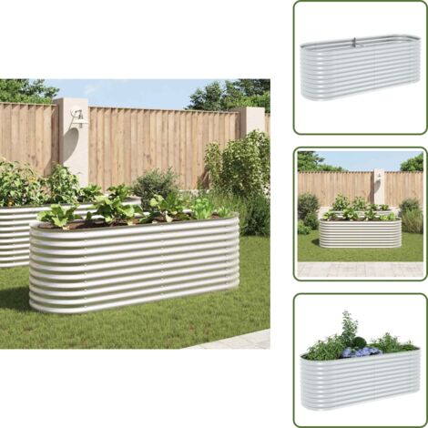 The Living Store Arriate de acero galvanizado plateado 240x80x81 cm - Macetas al aire libre