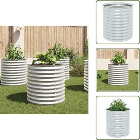 The Living Store Arriate de acero galvanizado plateado 80x80x81 cm - Macetas al aire libre