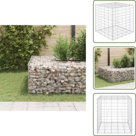 The Living Store Arriate de gaviones cúbico alambre de acero 50x50x50 cm - Gaviones para jardín