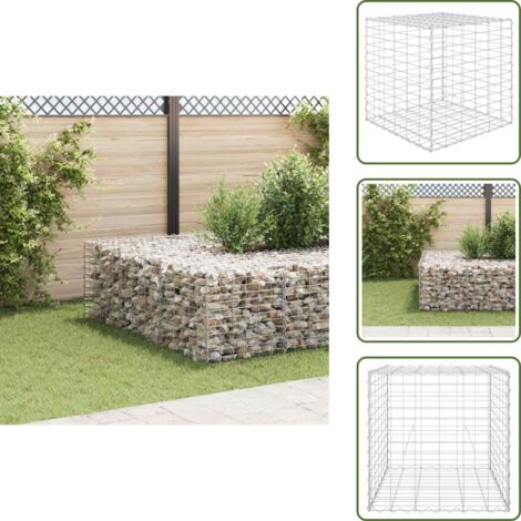 The Living Store Arriate de gaviones cúbico alambre de acero 60x60x60 cm - Gaviones para jardín