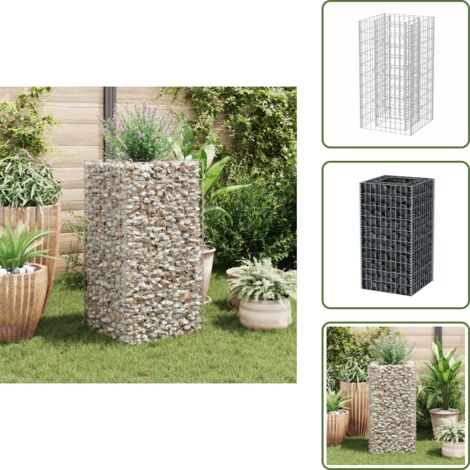 The Living Store Arriate de gaviones de acero 50x50x100 cm - Gaviones para jardín