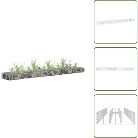 The Living Store Arriate de gaviones de acero galvanizado 180x30x10 cm - Gaviones para jardín