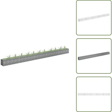 The Living Store Arriate de gaviones de acero galvanizado 450x30x30 cm - Gaviones de acero